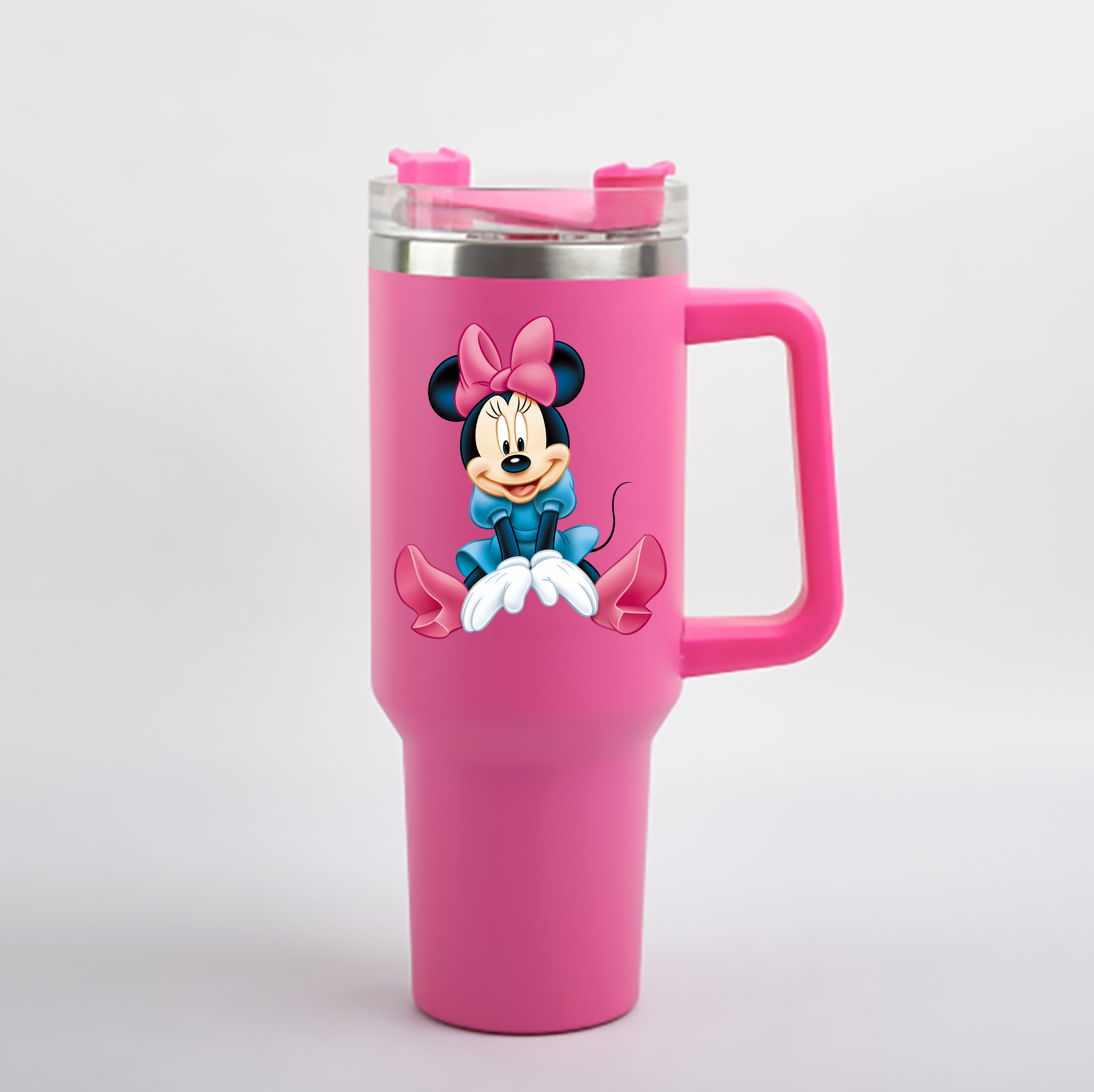 （画像用） ミッキーマウス Mickey Mouse 1200mL車用タンブラー - クリスタルステッカー（プラスチックストロー付き）